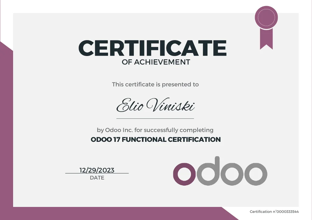 Odoo v17 Certificação Funcional - Edoo Tecnologia