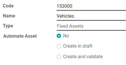 Configuração de uma conta de ativos no plano de contas